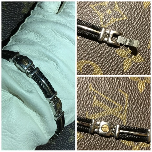 14KT GOLD/STAINLESS STEEL BRACELET - Picture 2 of 3